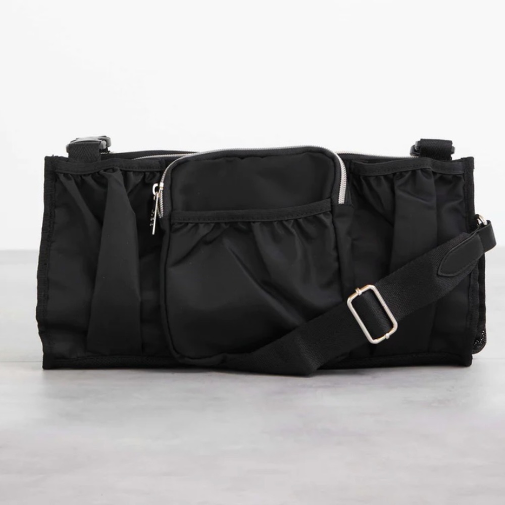 Black BEIS stroller caddy